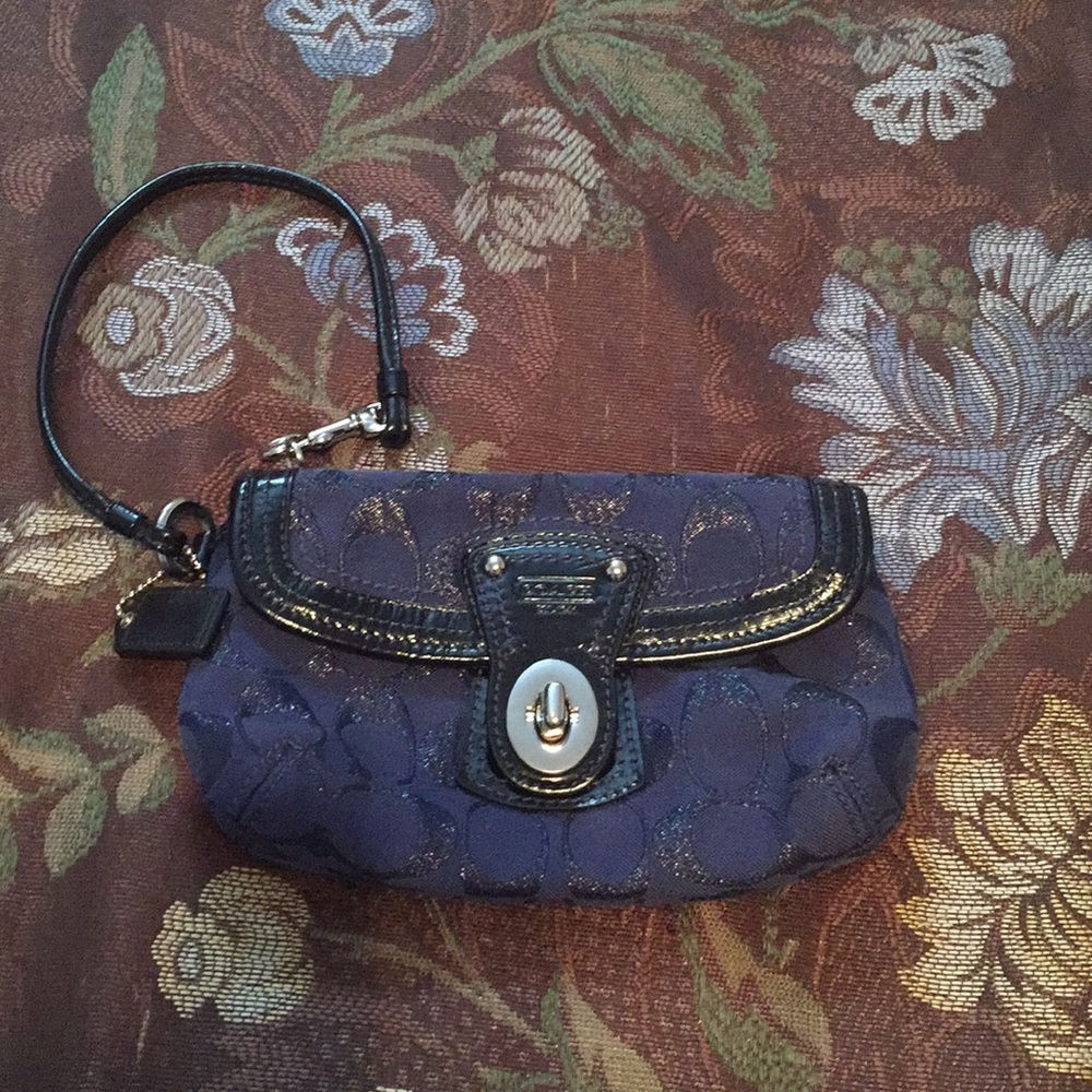 Navy Coach Wristlet